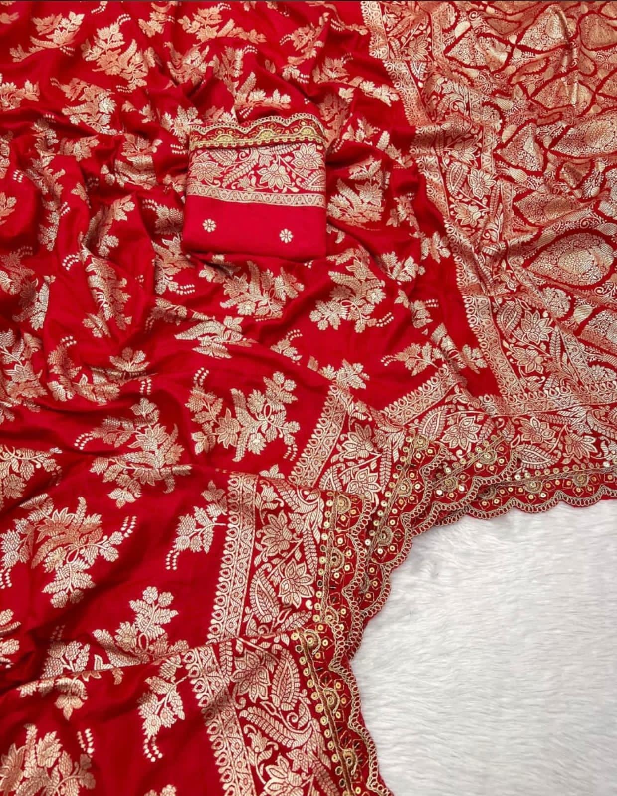 Crimson Zari Garden Saree by Muditaa Fashions