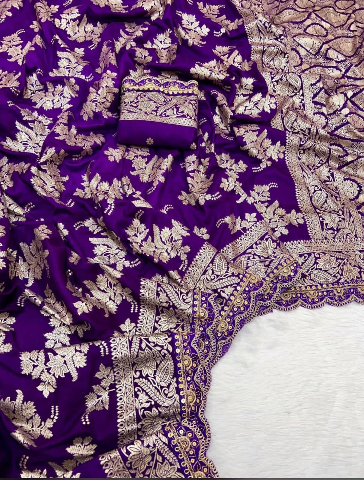 Royal Violet Zari Garden Saree by Muditaa Fashions
