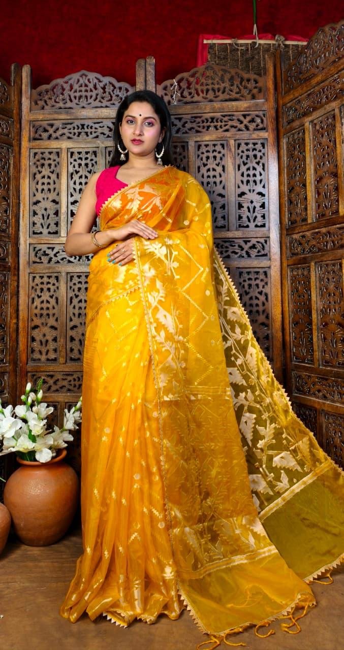 Sunlit Jamdani Saree by Muditaa Fashions