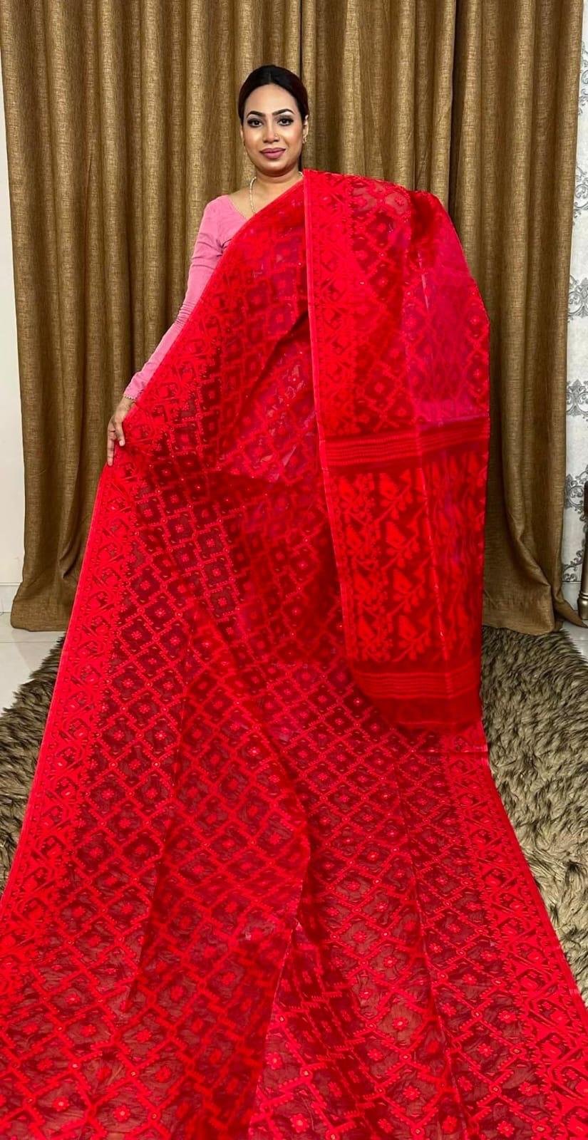 Ruby Jamdani Saree by Muditaa Fashions