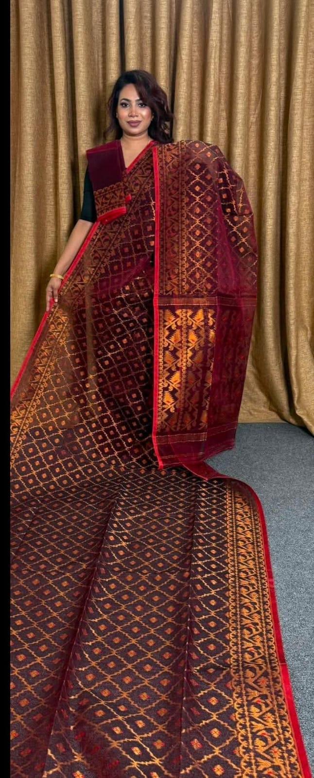 Onyx Jamdani Saree by Muditaa Fashions