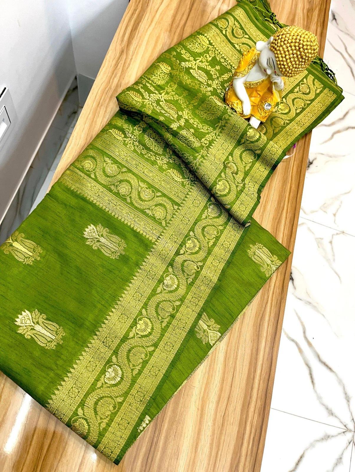 Leaf Green Heritage Saree by Muditaa Fashions