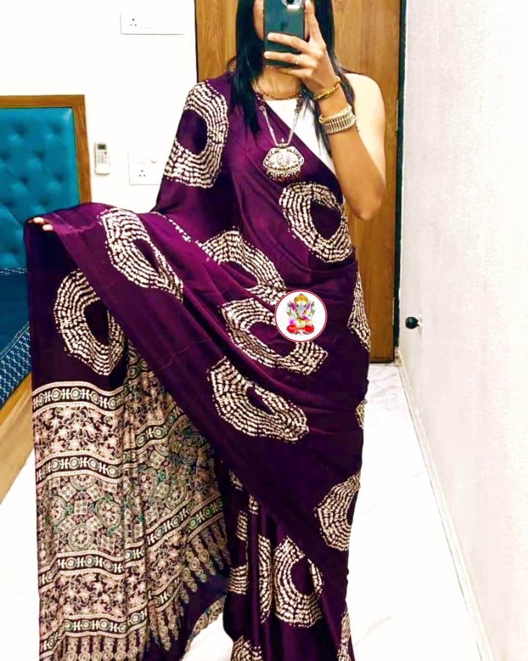 Wine Shibori Saree by Muditaa Fashions