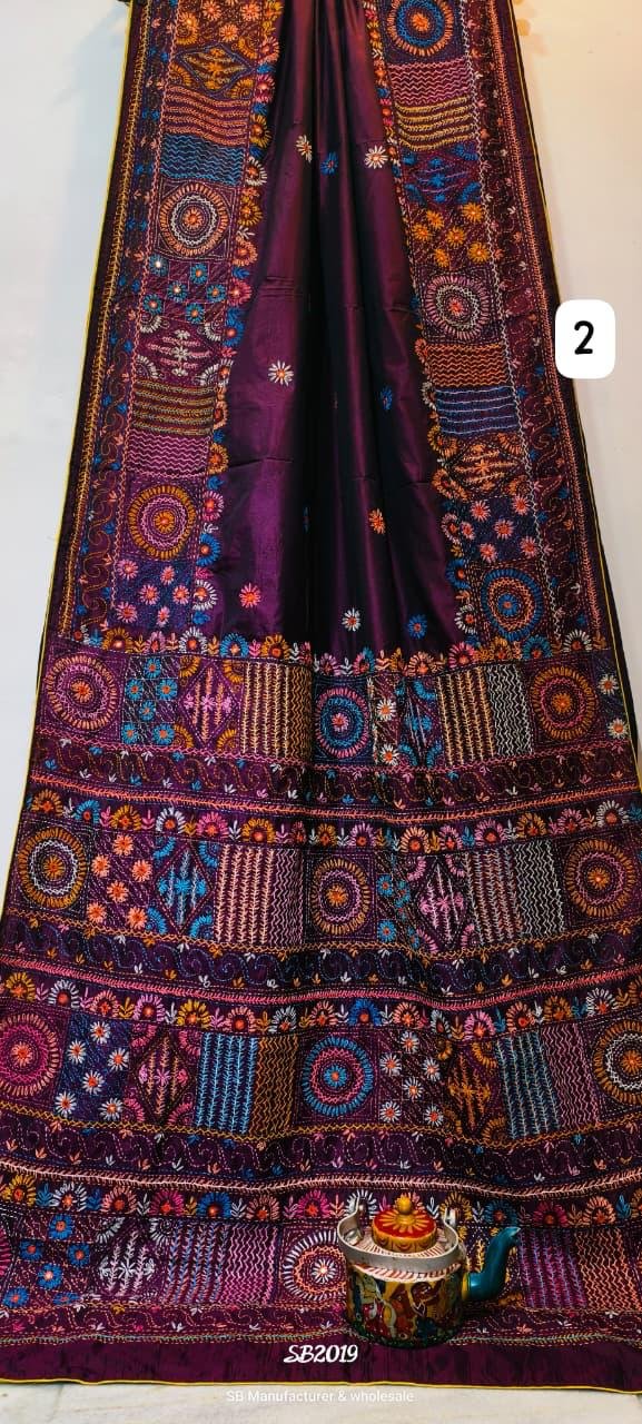 Plum Embroidered Heirloom Saree by Muditaa Fashions