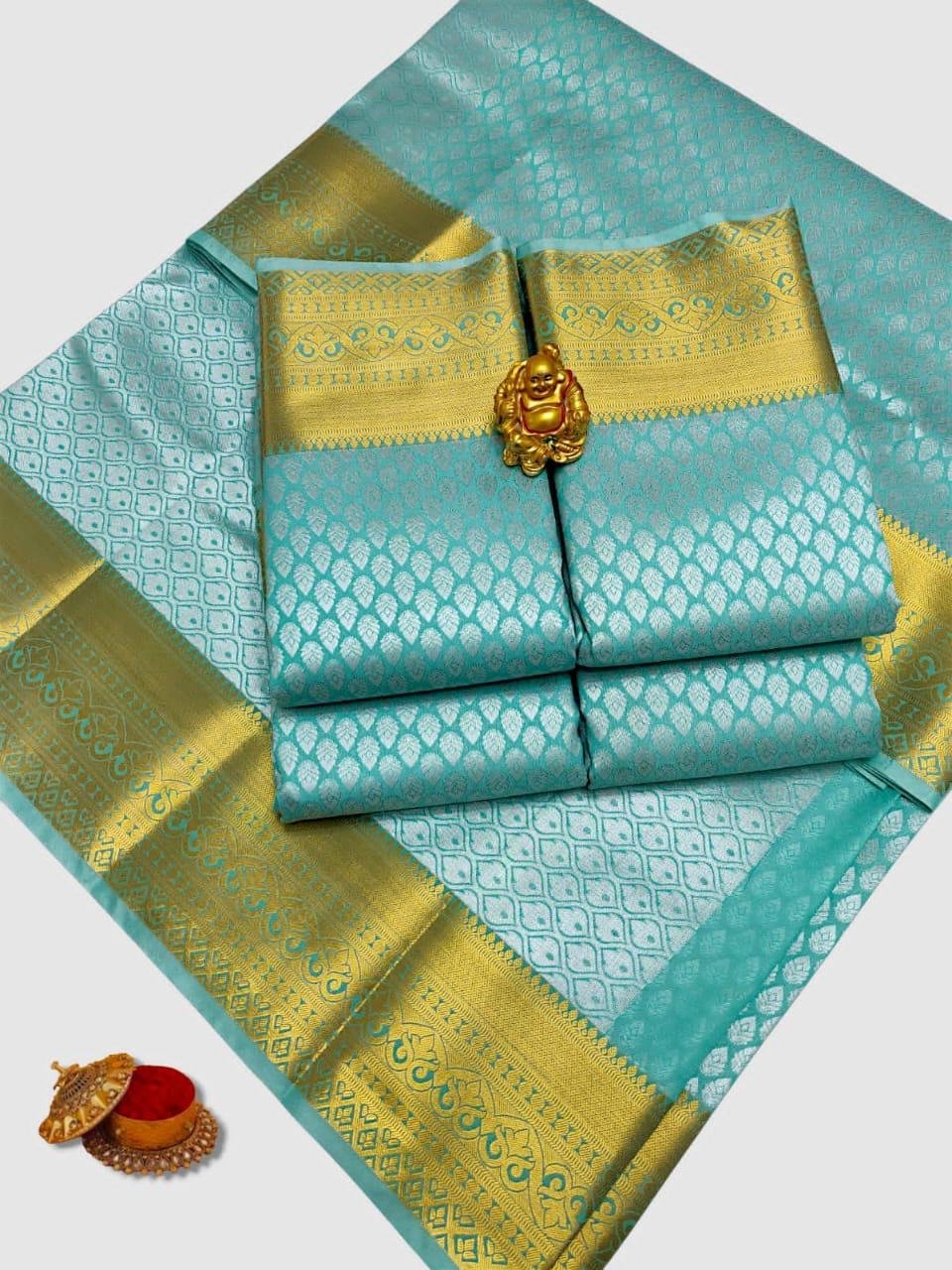 Aqua Gold Handloom Saree by Muditaa Fashions