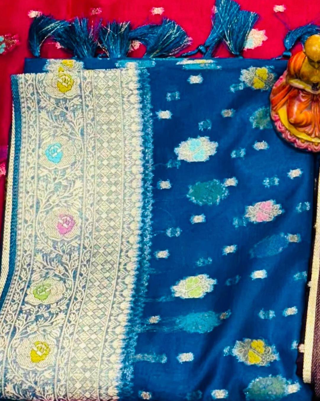 Teal Banarasi Saree by Muditaa Fashions