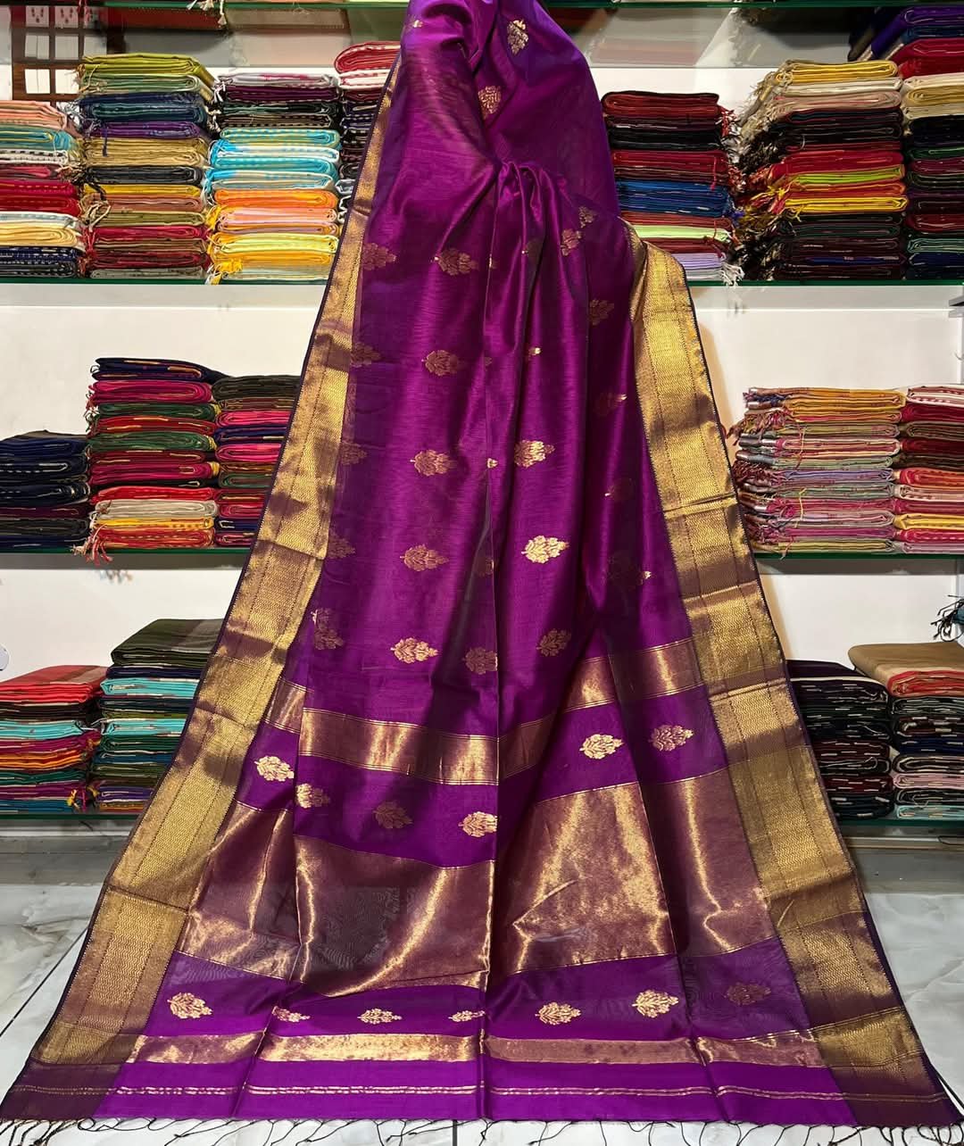 Burnt Orange Peacock Saree by Muditaa Fashions