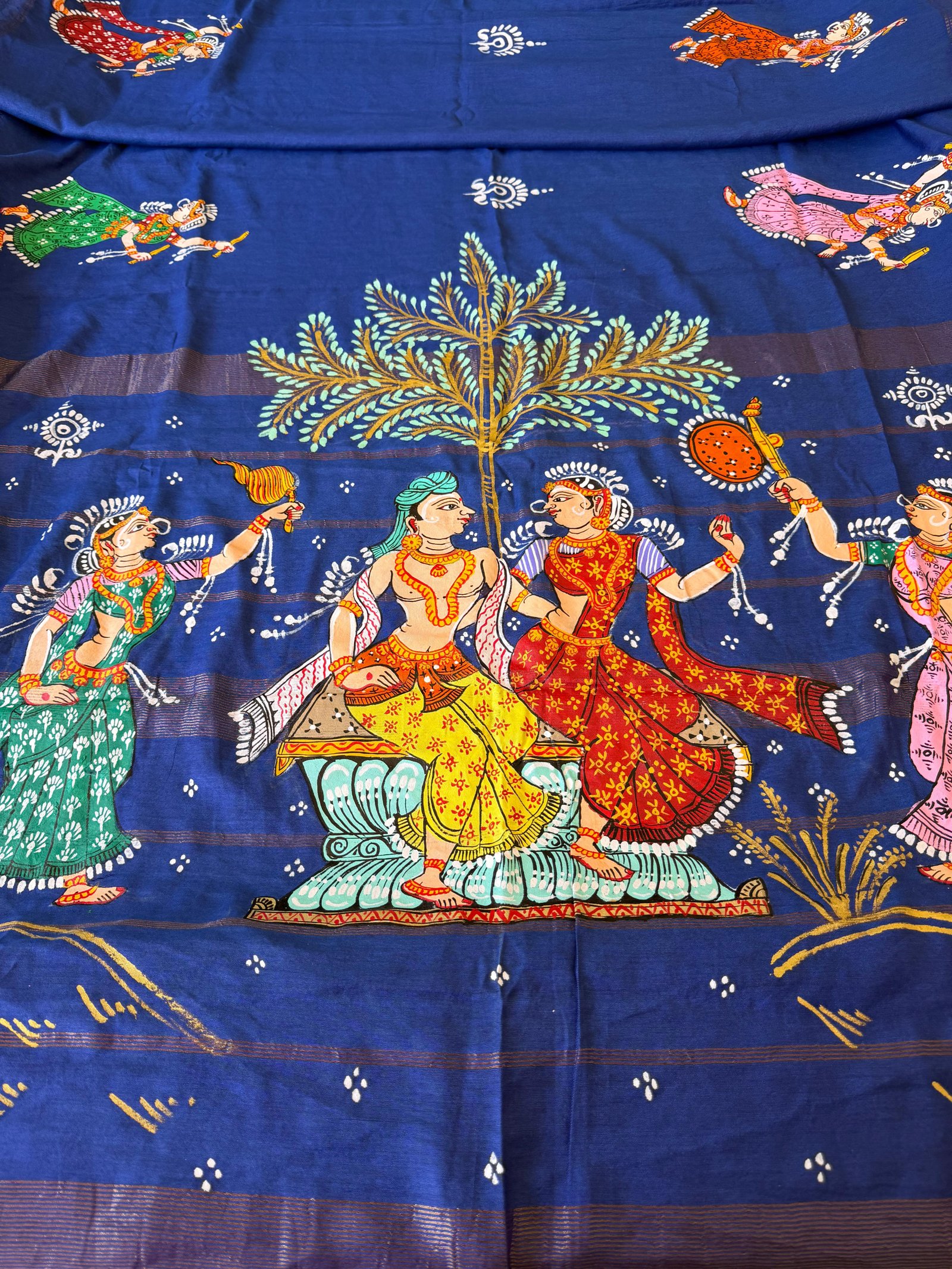 Pattachitra textile with hand-painted figures