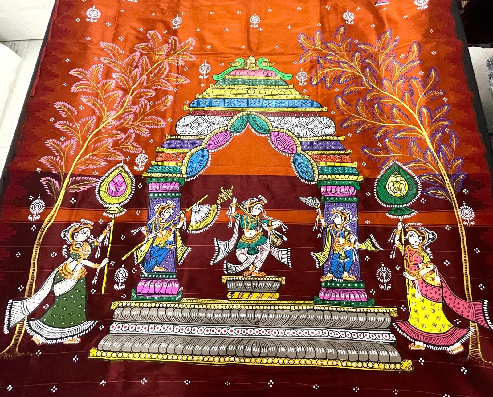 Detailed Pattachitra textile scene